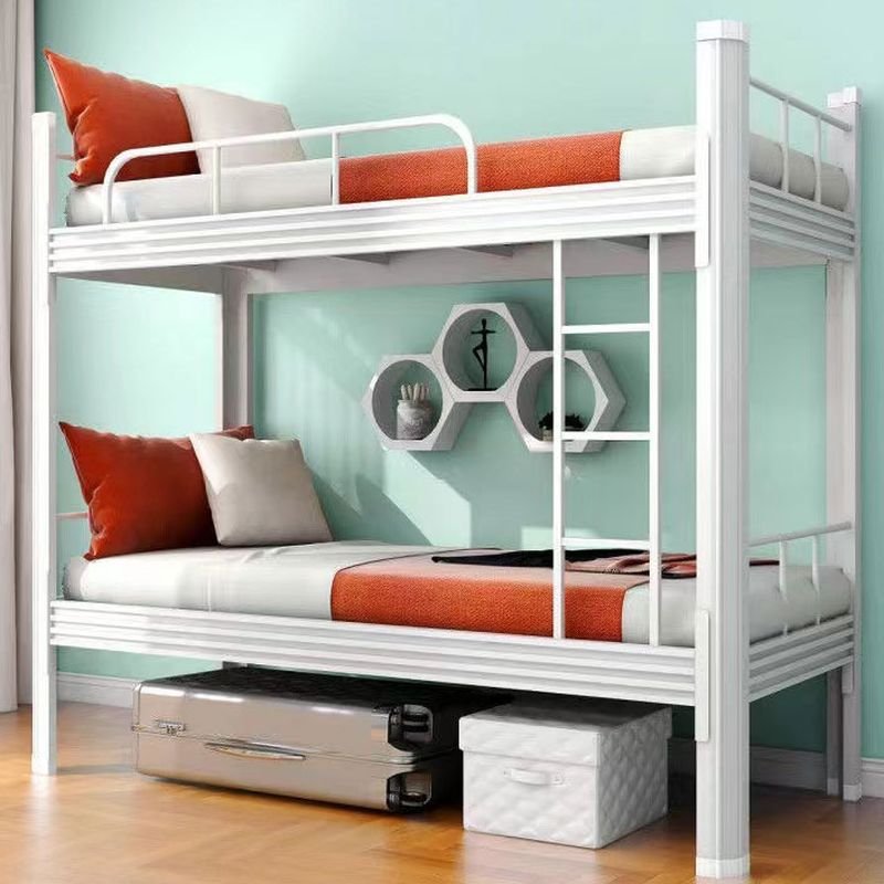 Bunk Bed with Built-In Guardrail and Easy Assembly for Living Room, 35"W x 75"L, White
