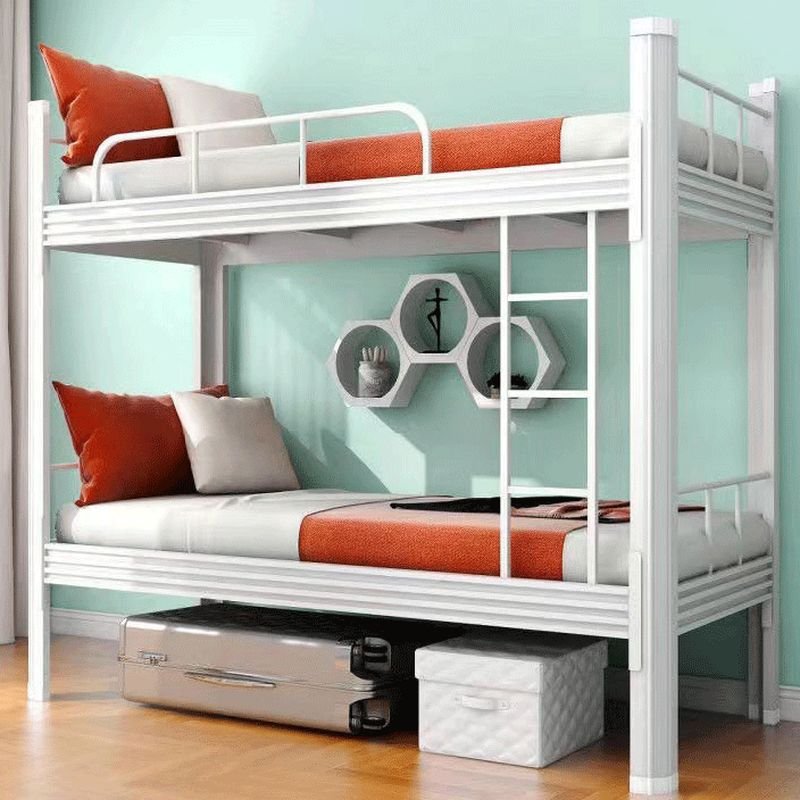 Bunk Bed with Built-In Guardrail and Easy Assembly for Living Room, 59"W x 75"L, White