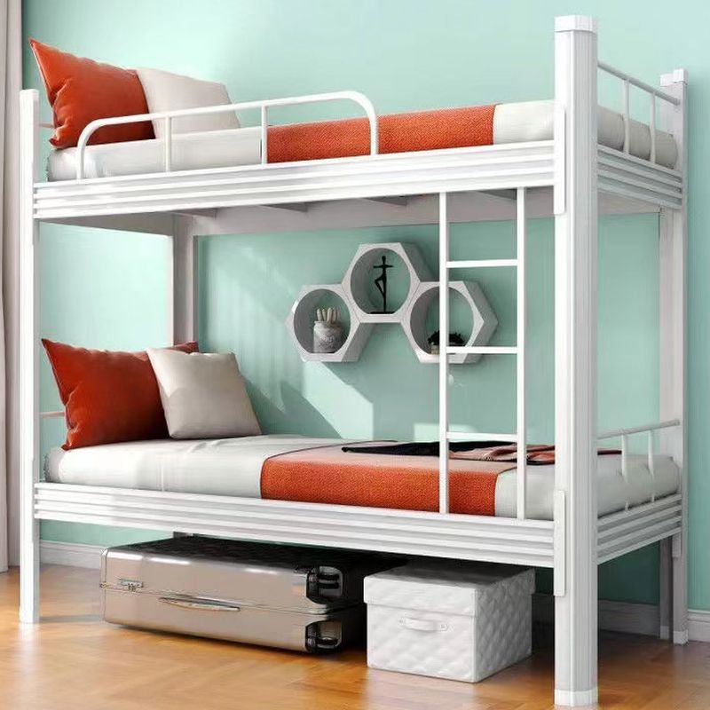 Bunk Bed with Built-In Guardrail and Easy Assembly for Living Room, 47"W x 75"L, White