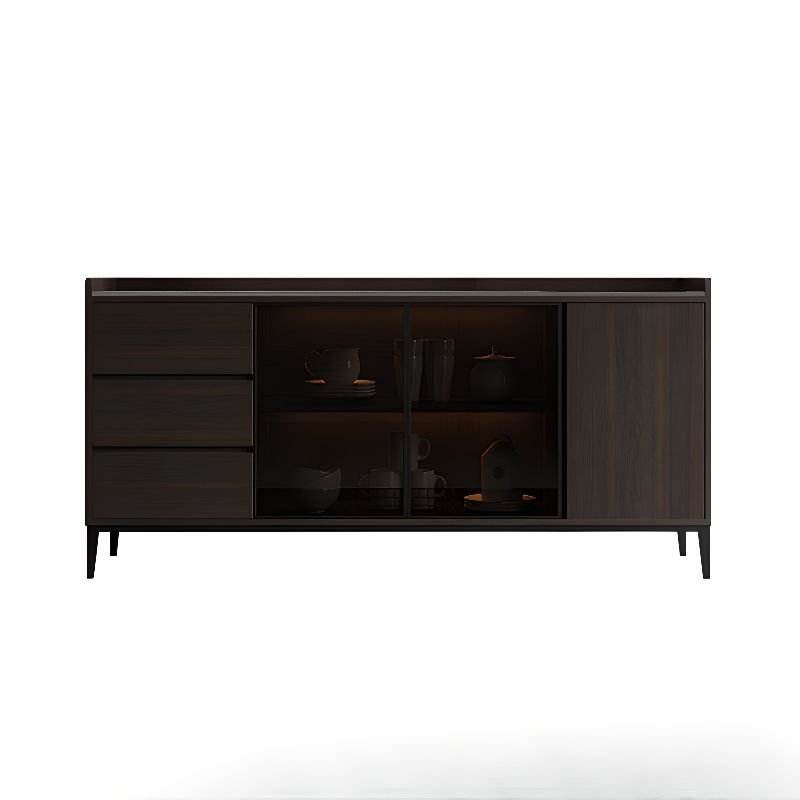 1 Shelf & 3 Drawers & 3 Doors Ink Faux Marble Standard Sideboard with Larder, 63"L x 16"W x 33"H