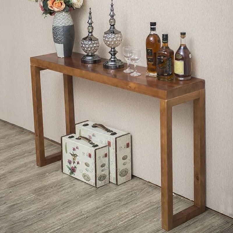 Wood Top Standing Accent Console Tables 1 Piece, Light Walnut, 47.2"L x 11.8"W x 32.3"H