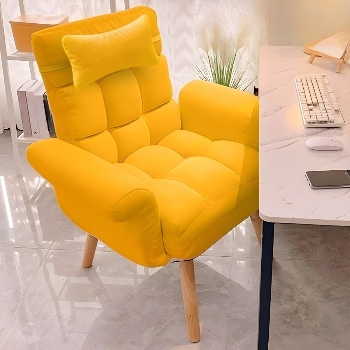 Yellow Cotton Modern Standard Recliner Manual - Push Back with Ottoman and Partial Assembly Required - 31"L x 24"W x 36"H Yellow Deck Chair