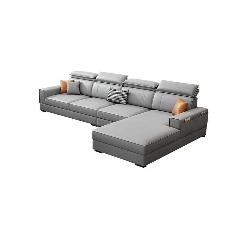 Cushion Back Water Resistant Large Over 109 Inches In Grey Tech Cloth Sectional Sofa Chaise - 126"L x 71"W x 37"H Tech Cloth Right