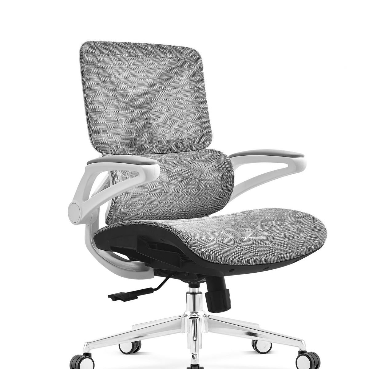 Minimalist Ergonomic Waterfall Seat Mesh Task Chair in Light Gray with Tilt Lock and Lumbar Support, Grey, Without Headrest