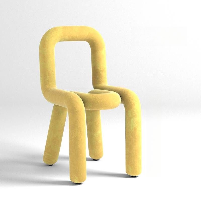 Balanced Armless Chair with Lemon Color Legs and Foot Pads, Yellow