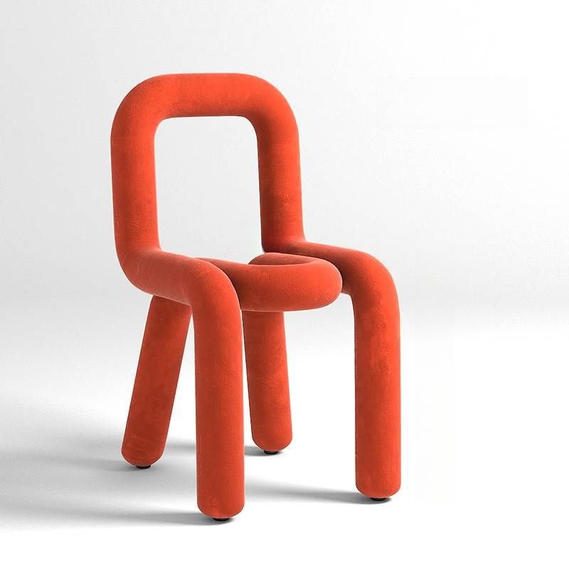 Balanced Armless Chair with Apricot Color Legs and Foot Pads, Orange