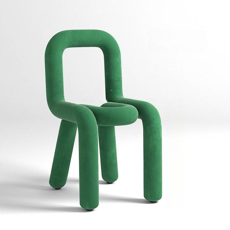 Balanced Armless Chair with Jade Green Legs and Foot Pads, Emerald