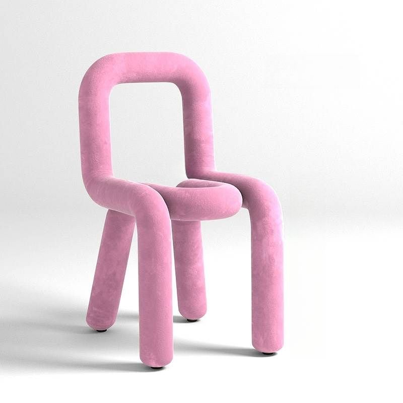 Balanced Armless Chair with Magenta Legs and Foot Pads, Pink