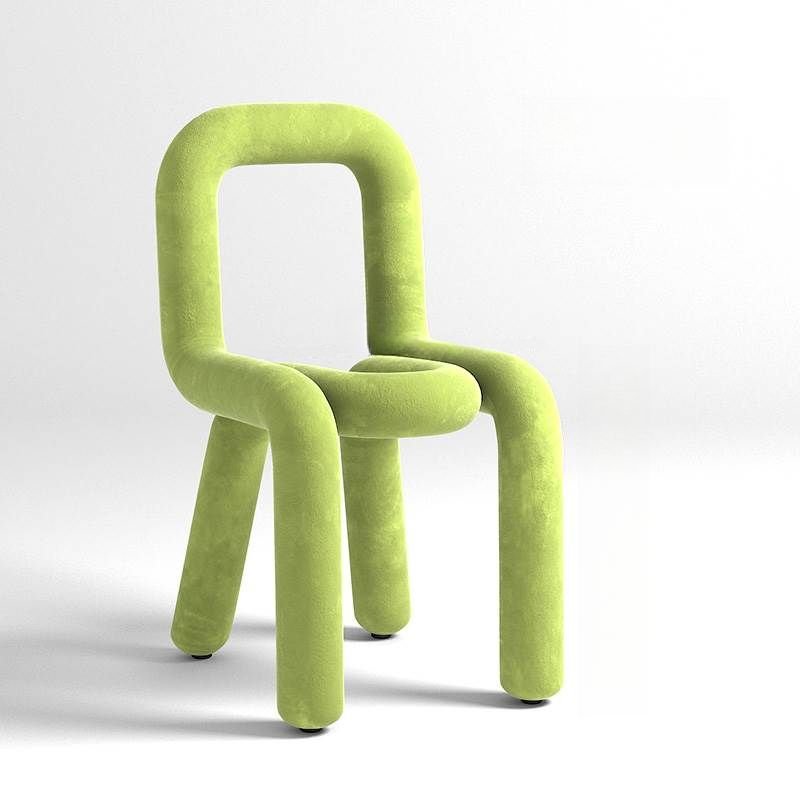 Balanced Armless Chair with Jade Green Legs and Foot Pads, Milky Green