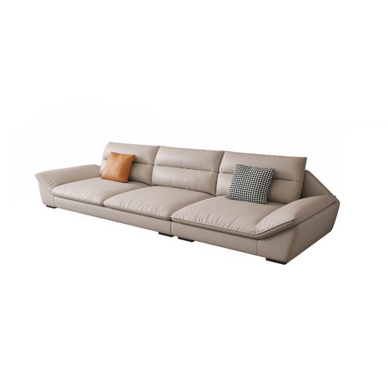 Casual Straight Horizontal Sponge Filled Sofa in Cream with Flared Arm and Cushion Back, Tech Cloth, 83"L x 33.5"W x 35"H
