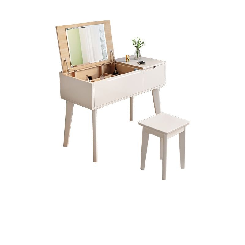 Collapsible No Floating Flooring Built In Makeup Vanity with Push-Pull Drawers Sleeping Quarters, Dividers Included, Makeup Vanity & Stools, White, 39"L x 18"W x 30"H