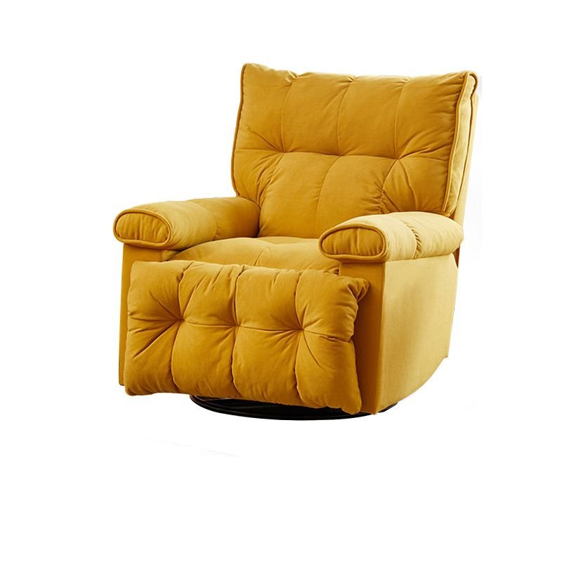 Yellow Reclining Reading Chair with Rocker Base, Lumbar Support, Locking Back Angle, Independent Foot Movement, Detachable Cushion, and Alloy Frame, Dutch Velvet