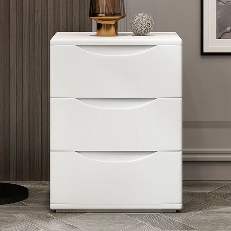Trendy White Natural Wood Drawer Storage Nightstand 3 Tiers, 3 Drawers, 14"L x 16"W x 23"H
