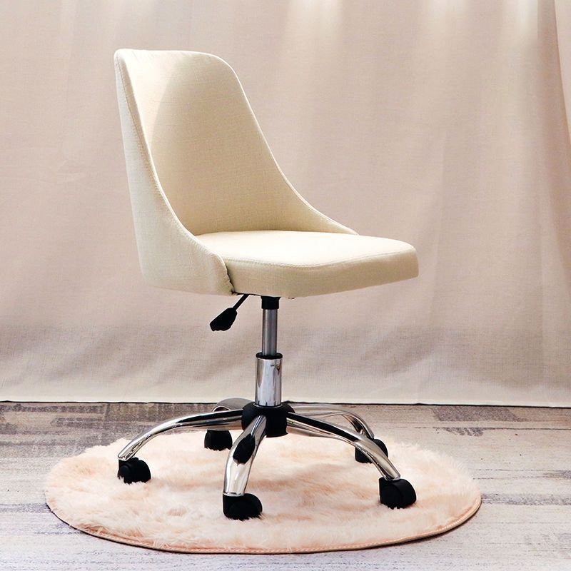 Art Deco Ergonomic Leather Office Desk Chairs in Cream with Portable, Leathaire, Off-White