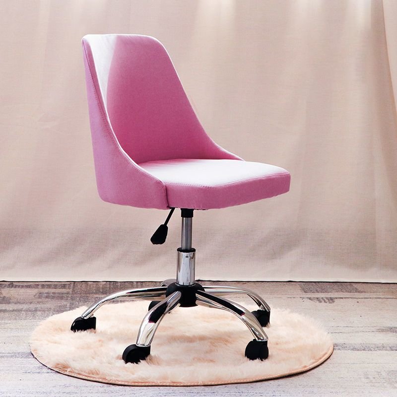 Art Deco Ergonomic Leather Office Chairs in Pink with Rollers, Leathaire, Pink