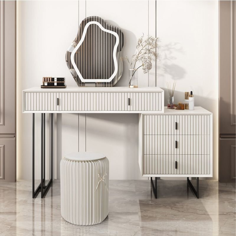 Composite Wood Makeup Vanity Push-Pull and Scalable No Floating Dressing Table, White, 67"L x 16"W x 30"H