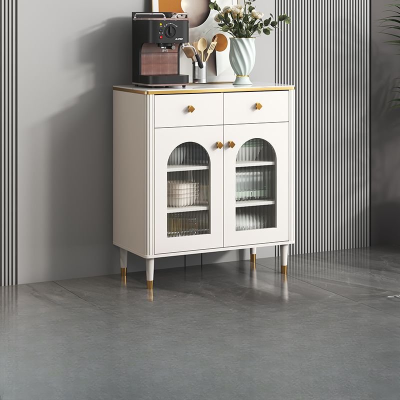 2 Drawers & Three Internal Shelves Unattached Chalk Ground Sideboard with Glazed Door & Compartment, 31"L x 16"W x 36"H