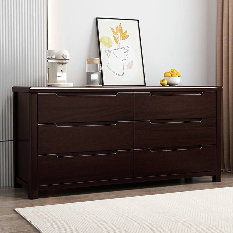 6 Drawers Casual Bleached Wood Horizontal Console Dresser, 59"L x 18"W x 29.5"H, Tan