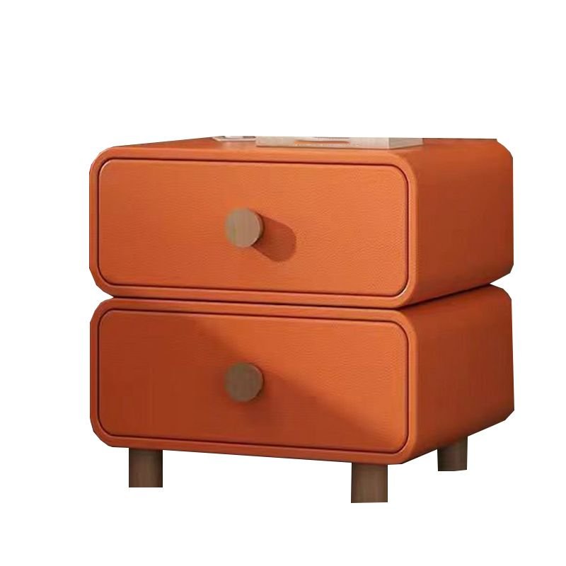 Trendy Orange Nightstand With Drawer Organization in Pu, 18"L x 16"W x 20"H