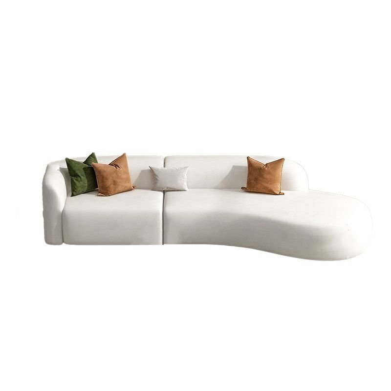Arced Right Hand Facing Chalk Corner Sectional with Concealed Support Living Room, 94.5"L x 31.5"W x 27.6"H, Tech Cloth