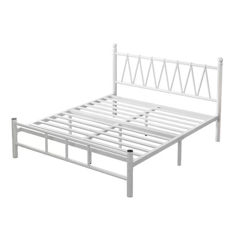 Art Deco Open-Frame Platform Bed Easy Assembly for Bedroom, 59"W x 75"L, White