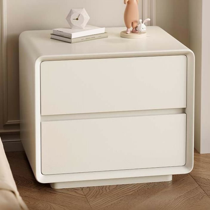 2 Tiers Contemporary Pu Nightstand With Drawer Organization, Cream, 18"L x 16"W x 20"H