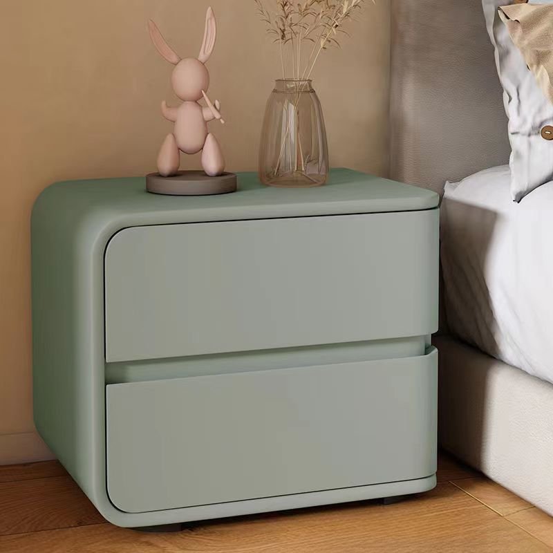 2 Tiers Simple Lumber Left Drawer Storage Bedside Table, Light Green, Manufactured Wood + Solid Wood, 16"L x 16"W x 18.5"H