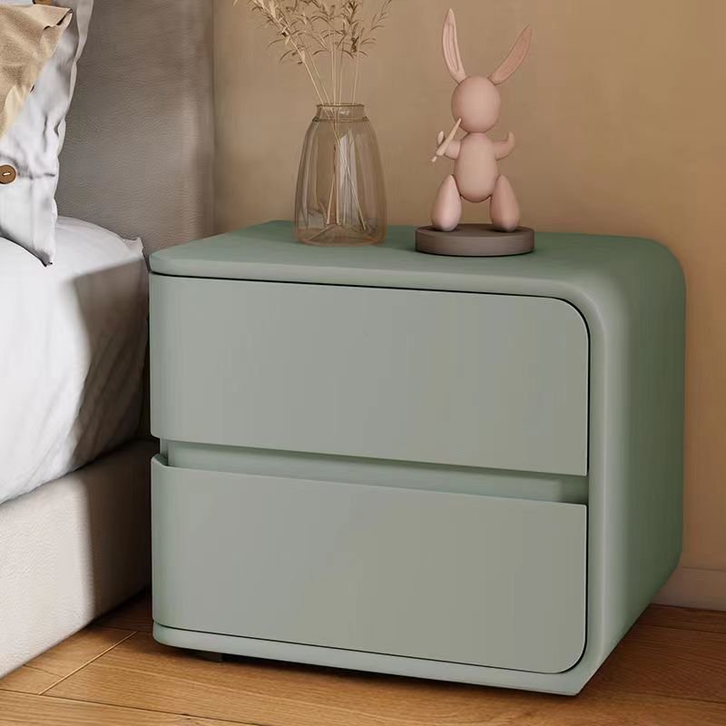 2 Tiers Postmodern Lumber Right Nightstand With Drawer Storage, Light Green, Solid Wood, 20"L x 16"W x 18.5"H