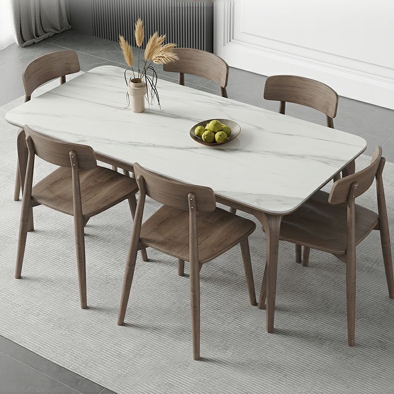 Shaker Rectangular Dining Table Set with a Chalk Slate Tabletop, 4 Legs and Back for Seats 6, 7 Piece Set, 63"L x 35.4"W x 29.5"H, Table & Chair(s)