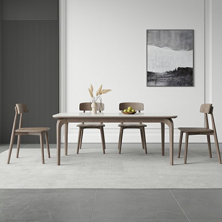 Simple Rectangular Dining Table Set with a Chalk Slate Tabletop, 4 Legs and Back for Dining Table for 4, 5 Piece Set, 47.2"L x 31.5"W x 29.5"H, Table & Chair(s)
