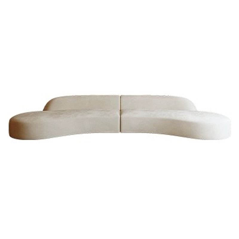 Art Deco Cream Arched Symmetrical Corner Sectional with Concealed Support for for 5, 118"L x 37"W x 28"H, Frosted Velvet