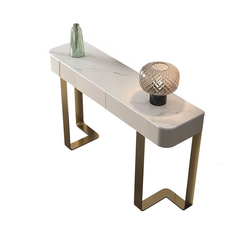 Standalone Accent Console Tables for Ingress with 2 Drawers and 1 Piece Set, Gold, White, Grey, 47"L x 14"W x 33"H