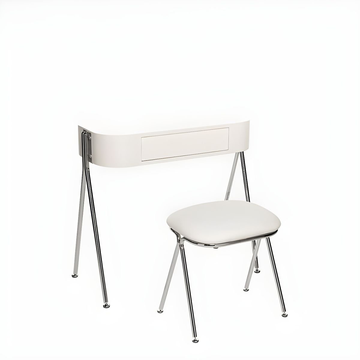 Alloy Standard Modern Simple Style Dressing Table with Chalk Seat, Off-White, Makeup Vanity & Stools