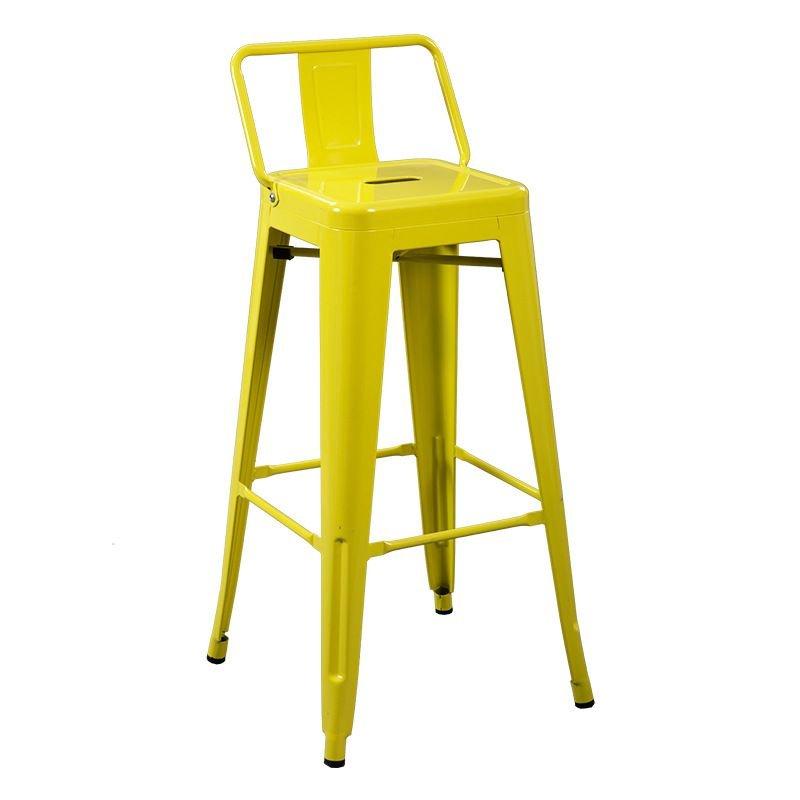 Old School Butter Color Metal Bar Stools with Ventilated Back, Yellow