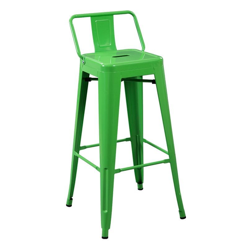 Old School Green Metal Bar Stools with Ventilated Back, Green