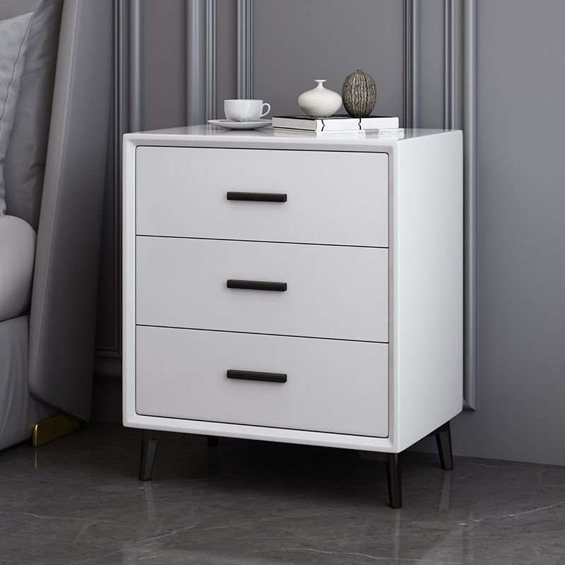 Simplistic White Pine Wood 3 Tiers Drawer Storage Bedside Table, 16"L x 16"W x 24.5"H