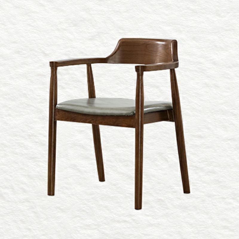 Simple Padded Chair in Medium Wood with Back and Arms, Dining Table Set in a Modern Style, Chair(s), 1 Piece, Not Available