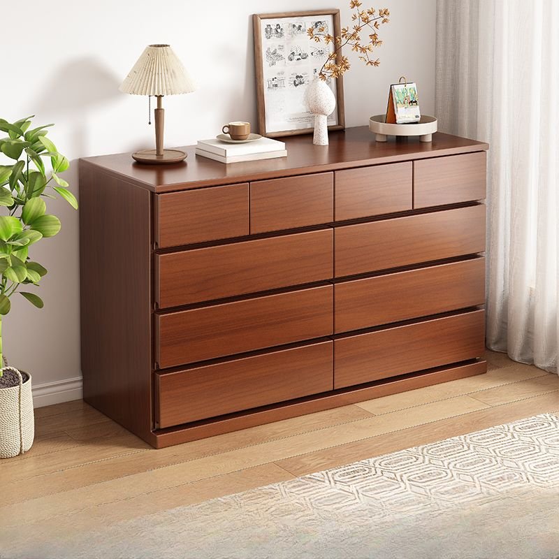 5 Tiers Trendy Cube Double Dresser with 10 Drawers, 55"L x 16"W x 33"H, Brown