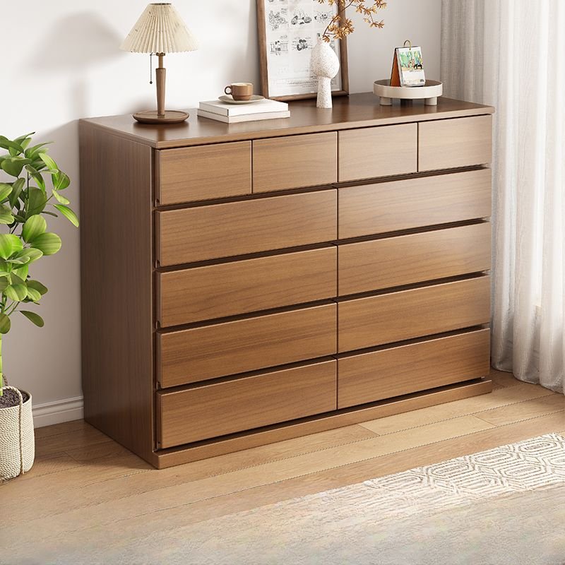 5 Tiers Casual Cube Double Dresser with 12 Drawers, 55.1"L x 15.7"W x 41.3"H, Nut-Brown