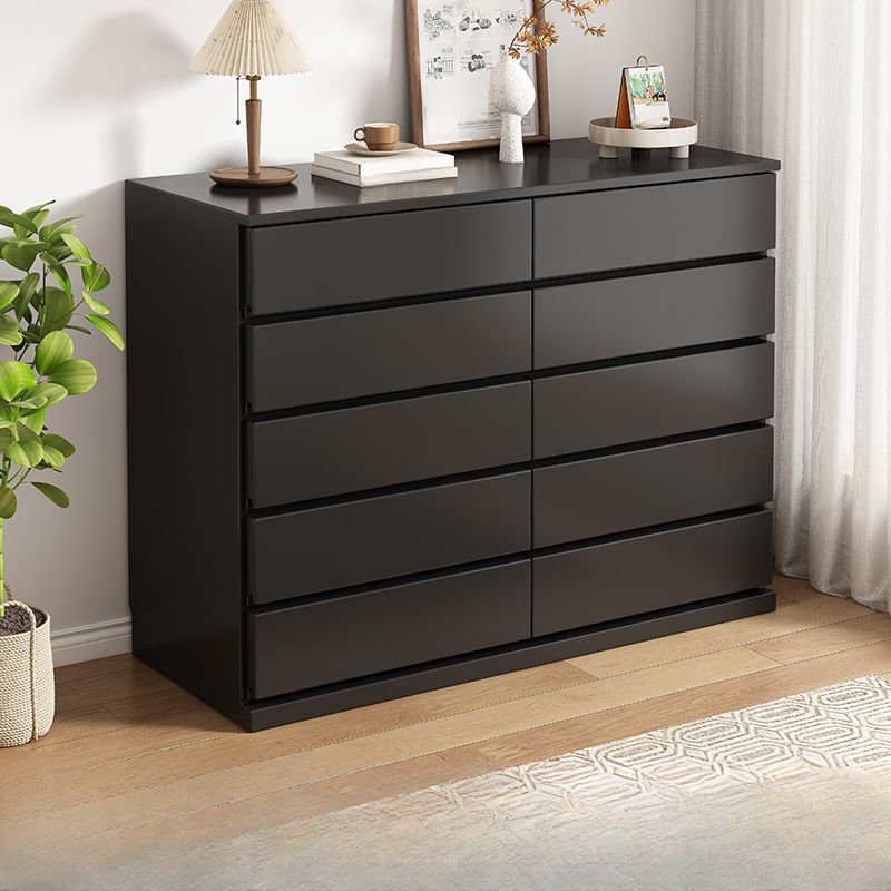 5 Tiers Simplistic Cube Midnight Black Double Dresser with 10 Drawers, 47.2"L x 15.7"W x 41.3"H