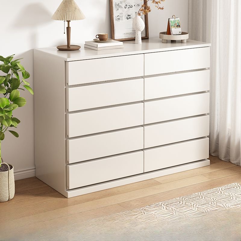 5 Tiers Minimalist Square Console Dresser with 10 Drawers, 47.2"L x 15.7"W x 41.3"H, White