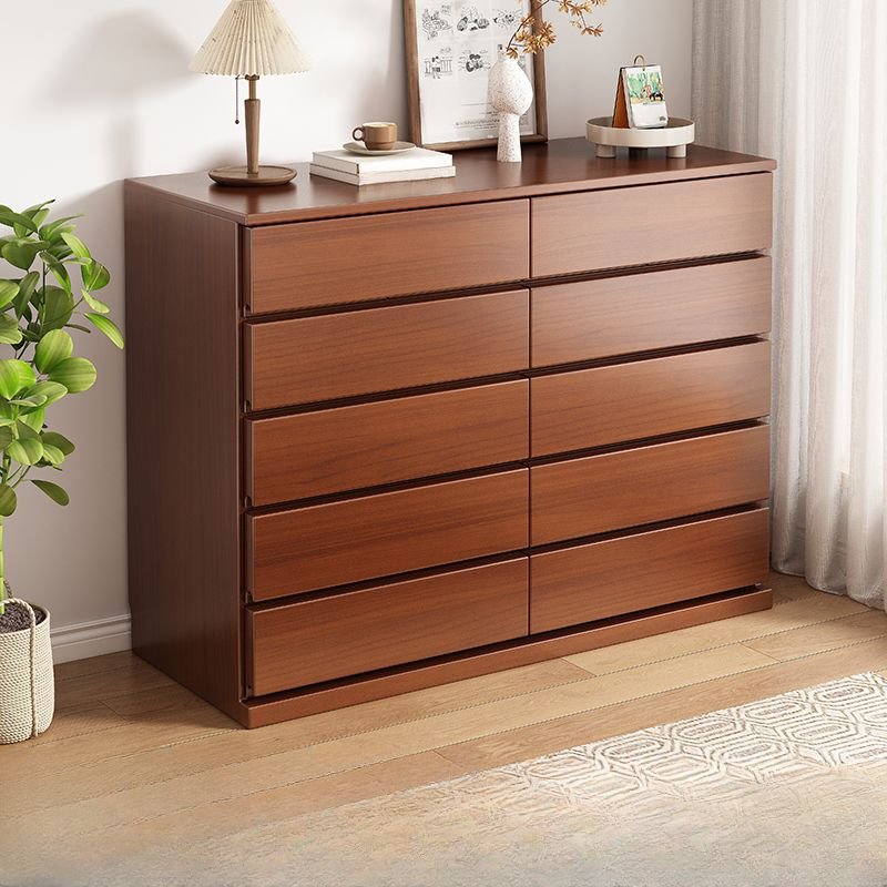5 Tiers Simplistic Cube Double Dresser with 10 Drawers, 47.2"L x 15.7"W x 41.3"H, Brown