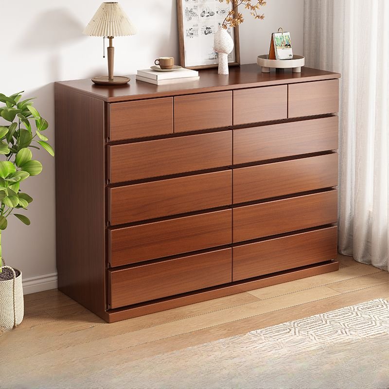 5 Tiers Contemporary Cube Double Dresser with 12 Drawers, 63"L x 15.7"W x 41.3"H, Brown