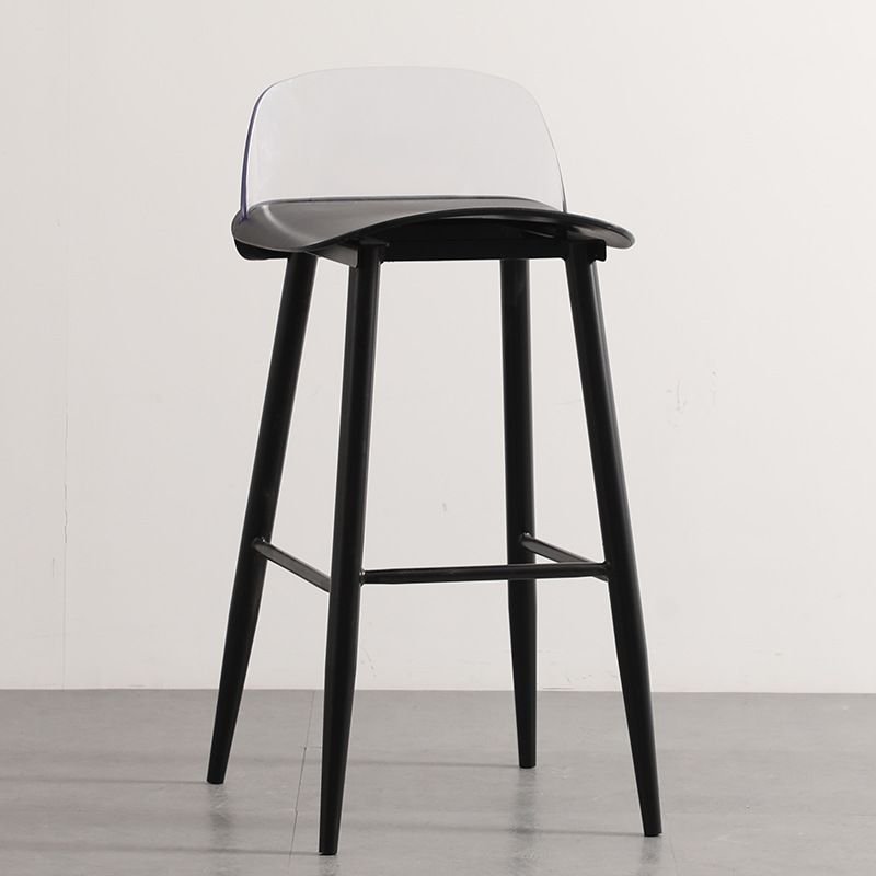 Scandinavian Midnight Black Riding Seat Bistro Stool with Lucite Rear and Foot Pedestal for Home Bar, Black/ Clear, Bar Stool(30"H)