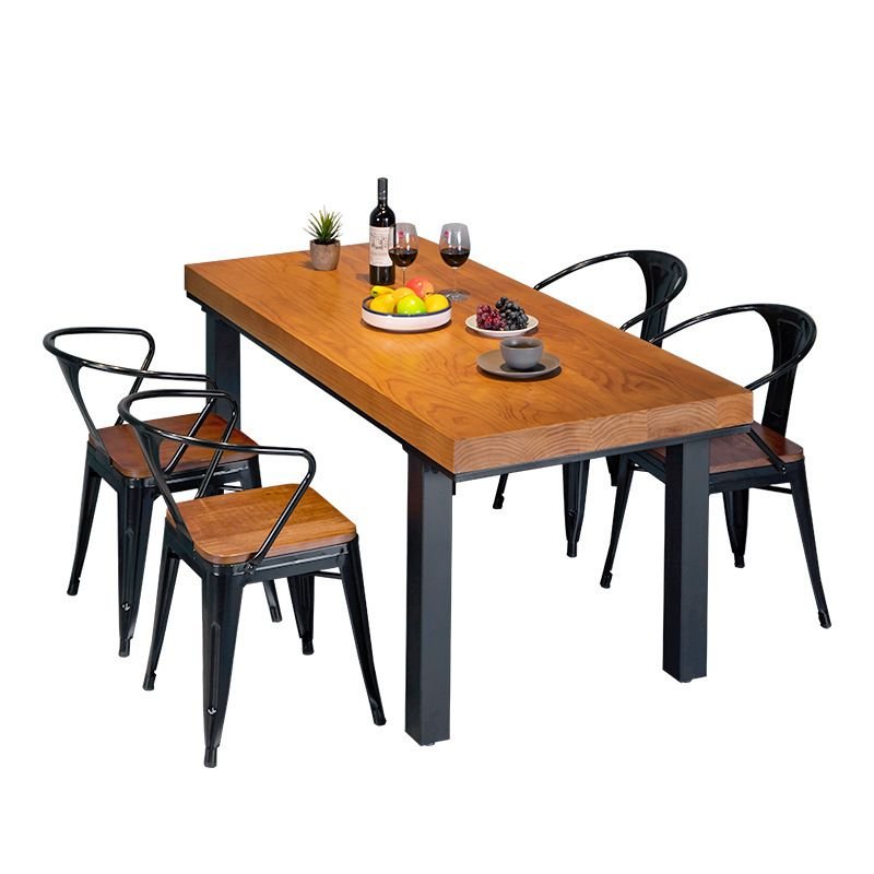 Vintage Rectangle Dining Table Set with a Solid Wood Tabletop and Slat Back Chairs for 4 People, 5 Piece Set, 55.1"L x 27.6"W x 29.5"H, 29.5"H x 18.1"W x 18.1"D, Table & Chair(s)