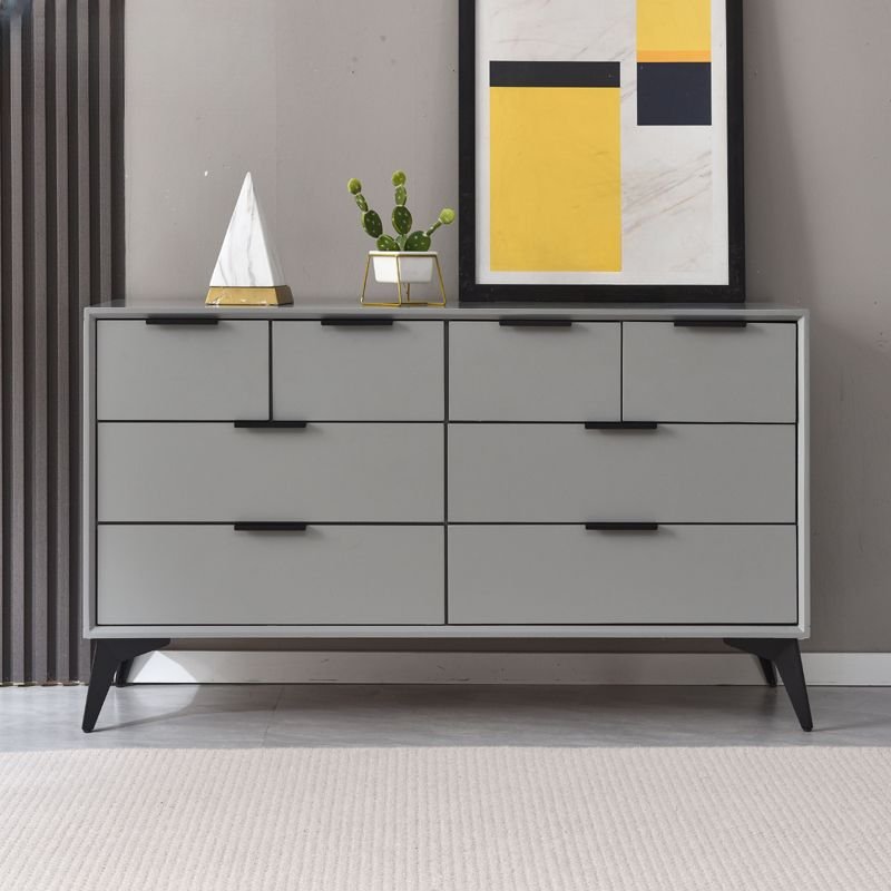 Casual Gray Console Dresser Drawing Room, 47"L x 16"W x 31"H, 8 Drawers