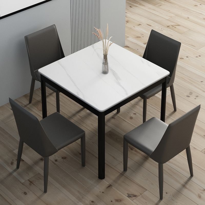 Casual Fixed Square Dining Table Set with a Slate Tabletop in Chalk and 4-Leg, Table, 1 Piece, 27.6"L x 27.6"W x 29.5"H, White