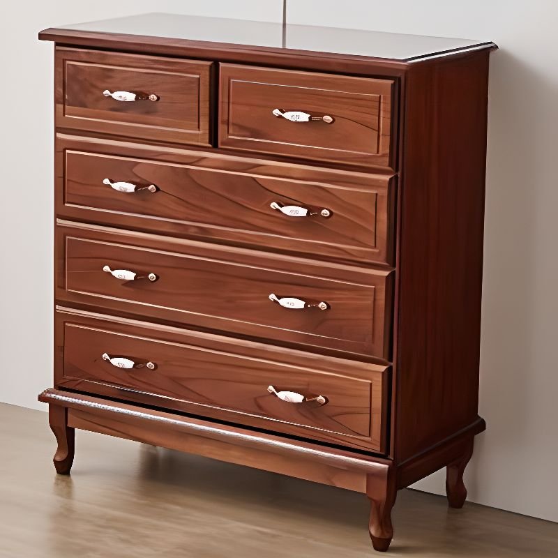 4 Tiers Modern Simple Style Timber Vertical Semainier, 5 Drawers, Light Walnut, 35"L x 16"W x 39"H