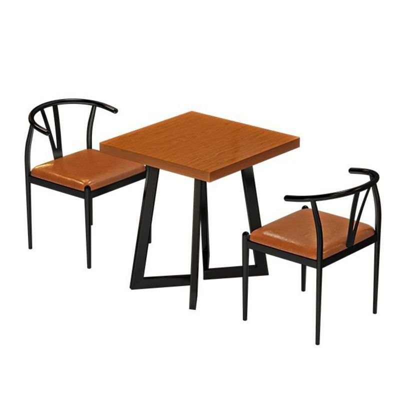 3 Pieces Square Dining Table Set with a Woods Tabletop, Sled Base and Slat Back in a Vintage Style, Table & Chair(s), 23.6"L x 23.6"W x 29.5"H