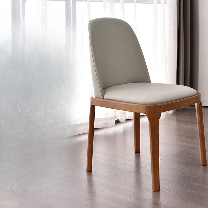 Balanced Bordered Armless Chair for Dining Room, Walnut, Light Gray